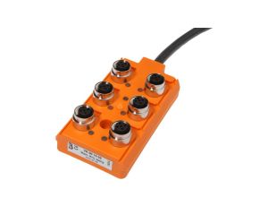 Rozdzielacz, 30x100x54mm, 10-30VDC, 6x M12, 4-PIN, IP67, TPU, Gniazdo Czujnika/siłownika z przewodem uziemiającym, 12A VK001002