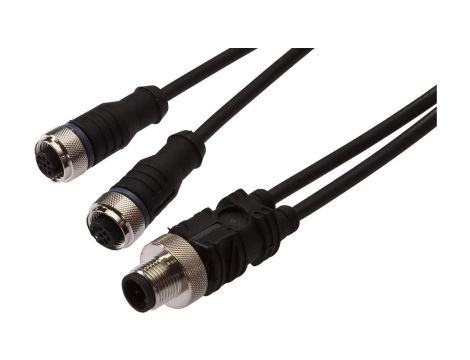 VK100E24, kabel połączeniowy Y, 1 m, 2x żeński M12 (gniazdo) 3-pinowy prosty, 1x męski M12 (złącze) 4-pinowy