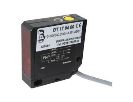 OT170400 Czujnik optyczny, przyciskowy, 10-30V DC, 2x PNP antivalent, kabel 5m