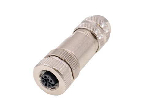 VK003Y24 Gniazdo kablowe, proste, połączenie śrubowe, Ø4-6mm, ekranowane, 4A, 60V, gniazdo M12 4-stykowe, IP67