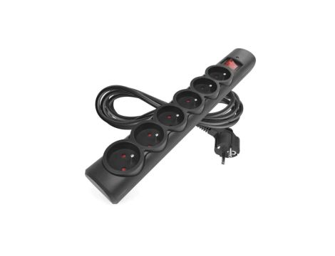 Listwa przeciwprzepięciowa EMOS, 6 gniazd, 3 m, czarna