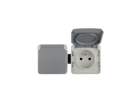 PLEXO55 Gniazdo podwójne poziome z/u 16A szare 069562