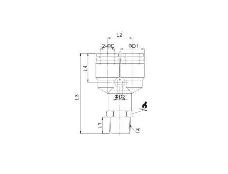 Trójnik pneumatyczny wtykowy typu Y, G 1/2 GZ do węża fi 8 mm, tworzywo sztuczne - 2