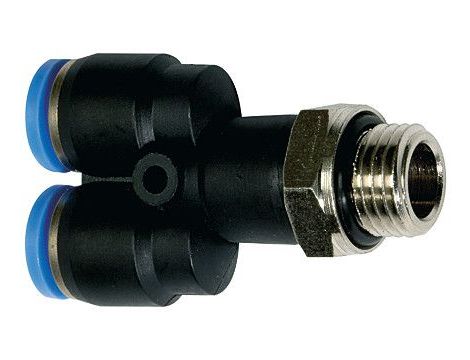 Trójnik pneumatyczny wtykowy typu Y, G 1/2 GZ do węża fi 8 mm, tworzywo sztuczne