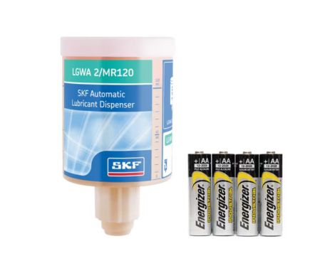 SKF - Wkład smarownicy, zestaw uzupełniający z bateriami, do wysokich temperatur, do wysokich obciążeń, LGWA 2/MR120B