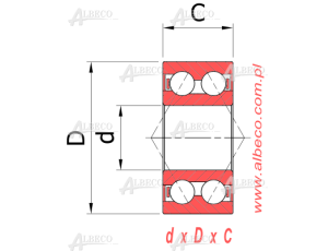 NAF - Łożysko skośne dwurzędowe, ze stali nierdzewnej , SS 3303 2RS T NAF, 17 x 47 x 22,2