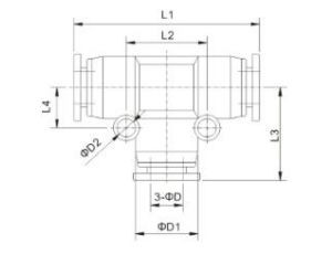Trójnik pneumatyczny wtykowy redukcyjny typu T do węża z fi 2x14 mm na 1x12 mm, tworzywo sztuczne - image 2