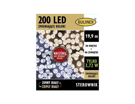 Lampki Bulinex 200led biały ciepły/zimny 19,90m + 8 programów