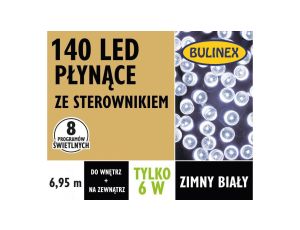 Lampki Bulinex płynące 140led białe zimn e 6 95m
