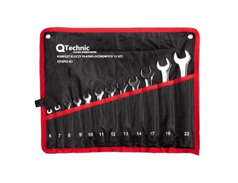 Klucze płasko-oczkowe 6-22mm zestaw 12 kluczy QTechnic