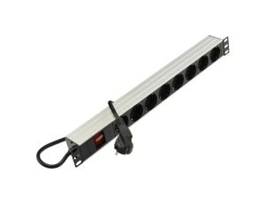 Listwa zasilająca RACK 19 1U 8 gniazd Schuko z wyłącznikiem
