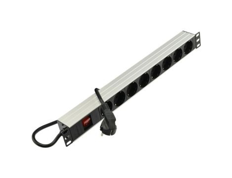 Listwa zasilająca RACK 19 1U 8 gniazd Schuko z wyłącznikiem