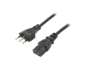 Kabel: 3x1mm2, CEI 23-50 (L) wtyk,IEC C13 żeński, 3m LT-319+501 H05VV-F 3X1.0 BLK 3M