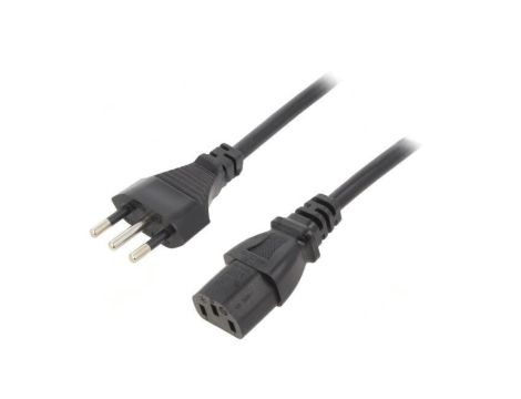 Kabel: 3x1mm2, CEI 23-50 (L) wtyk,IEC C13 żeński, 3m LT-319+501 H05VV-F 3X1.0 BLK 3M
