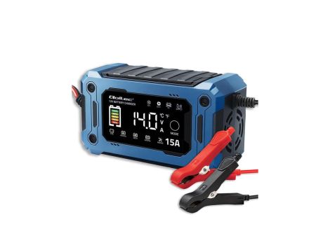 Qoltec Inteligentna mikroprocesorowa ładowarka 12V 15A Prostownik z funkcją naprawy i podtrzymania zasilania podczas wymiany aku