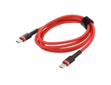 Kabel USB C wtyk z obu stron 1m czerwony tekstylny 60W CATKLF-G09