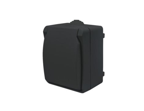 Gniazdo pojedyncze z uziemieniem natynkowe z klapką Aqua Plus IP54 antracyt / 40333