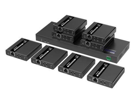 Extender HDMI 1x8 4K30Hz do 40m po skrętce Kat6 IR PoC