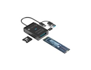 Konwerter USB-A/C do dysków NVMe/SATA M.2 z czytnikiem SD/TF