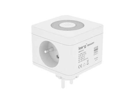 Kostka zasilająca 2-gniazdowa + ładowarka USB-A+USB-C + lampka LED 16A/250V~ KERG Smart biała