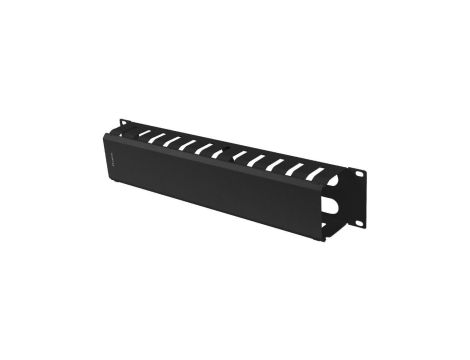 Organizator kabli RACK 19 2U grzebieniowy zamykany metalowy czarny z przepustami Lanberg