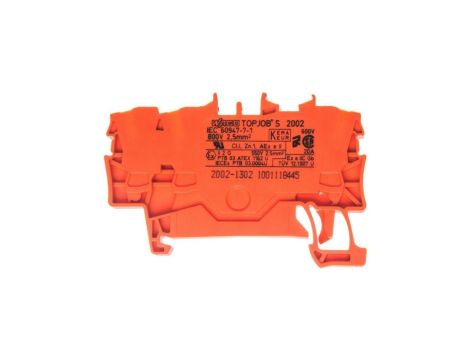 WAGO TOPJOBS 2002-1302 Złączka szynowa 3-przewodowa 2,5mm2 na szynę TH35 pomarańczowa