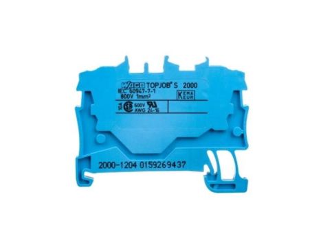 WAGO TOPJOBS 2000-1204 Złączka szynowa 2-przewodowa 1,0mm2 na szynę TH35 niebieska