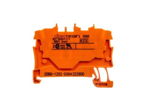 WAGO TOPJOBS 2000-1202 Złączka szynowa 2-przewodowa 1,0mm2 na szynę TH35 pomarańczowa