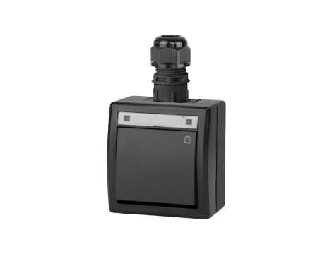 Przycisk odbijający dzwonek natynkowy bryzgoszczelny IP65 antracytowy 10A Aquant 2K