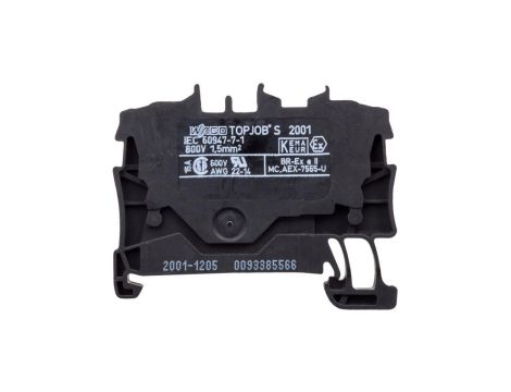 WAGO TOPJOBS 2001-1205 Złączka szynowa 2-przewodowa 1,5mm2 na szynę TH35 czarna