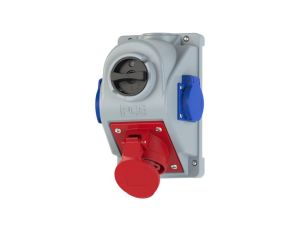 Gniazdo siłowe stałe z wyłącznikiem 5p 32A 400V + 2x2P+Z 230V PCE