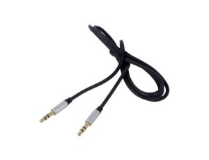 Kabel Jack 3,5mm 3-PIN wtyk z obu stron 1m czarny tekstylny CAM30-BS1
