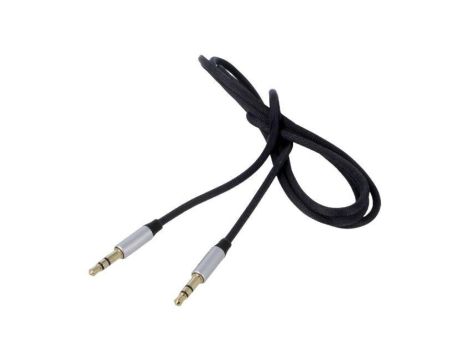 Kabel Jack 3,5mm 3-PIN wtyk z obu stron 1m czarny tekstylny CAM30-BS1