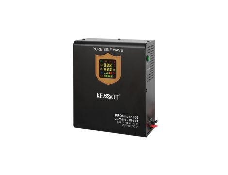 Zasilacz awaryjny naścienny KEMOT PROsinus-1000 przetwornica z czystym przebiegiem sinusoidalnym i funkcją ładowania 12V 230V 10