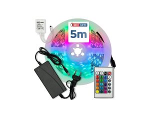 Taśma LED RGB, 12V, 10W/m, 800lm/m, IP20, ze sterownikiem, zasilaczem i pilotem, rolka 5m, VICTORY-5 HOROZ
