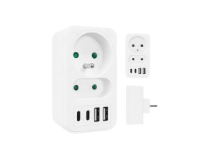 Gniazdko prądowe x2 + 4xUSB Maclean, rozgałęźnik z 2 gniazdami, 2xUSB A, 2xUSB C PD 20W, 1x16A + 1x6A, MCE249 F/W
