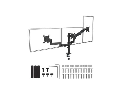 Uchwyt na 3 monitory Maclean, sprężyna gazowa, 17-27, 2-8kg, czarny, MC-137
