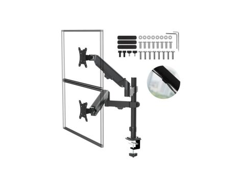 Uchwyt na 2 monitory Maclean, sprężyna gazowa, 17-32, 2-10kg, czarny, MC-136