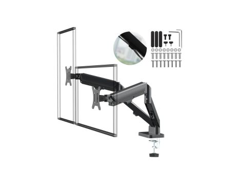 Uchwyt na 2 monitory Maclean, sprężyna gazowa, 17-32, 2-10kg, czarny, MC-134