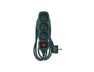 Przedłużacz 2 m / 3 gniazda / z wyłącznikiem / zielony / PVC / 1 mm2 P1312Z