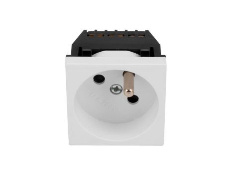 Gniazdo prądowe MOSAIC 45x45 do koryta 100x50 białe z bolcem uziemiającym 4/M/0010523000020001