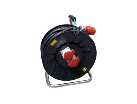 IP44 2xCEE 32A 5P 400V, 40m Przedłużacz budowlany siłowy na bębnie, H07RN-F 5x4mm2 PARTNERSITE 17303