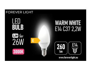 Żarówka LED E14 C37 2.2W 260lm 3000K klasa E Forever Light