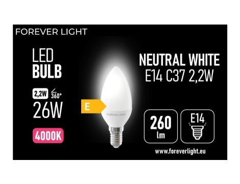Żarówka LED E14 C37 2.2W 260lm 4000K klasa E Forever Light