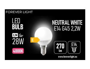 Żarówka LED E14 G45 2.2W 270lm 4000K klasa E Forever Light