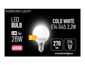 Żarówka LED E14 G45 2.2W 270lm 6000K klasa E Forever Light