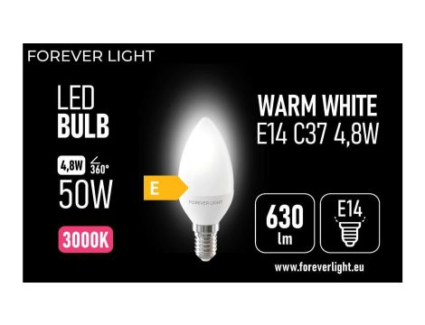 Żarówka LED E14 C37 4.8W 630lm 3000K klasa E Forever Light