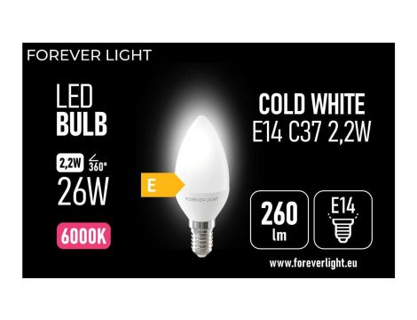 Żarówka LED E14 C37 2.2W 260lm 6000K klasa E Forever Light