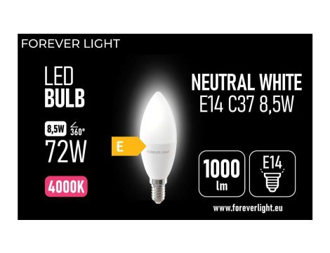 Żarówka LED E14 C37 8.5W 1000lm 4000K klasa E Forever Light