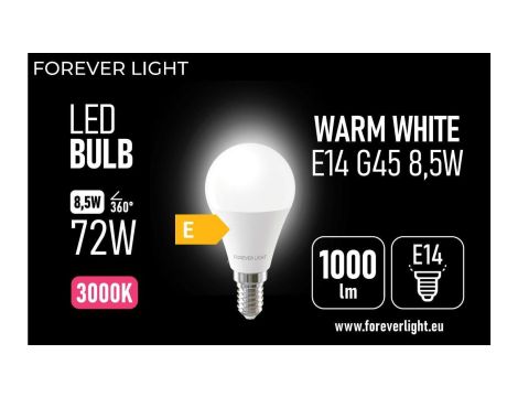Żarówka LED E14 G45 8.5W 1000lm 3000K klasa E Forever Light